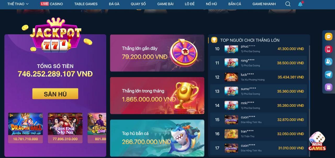 Giao diện Jackpot 123win